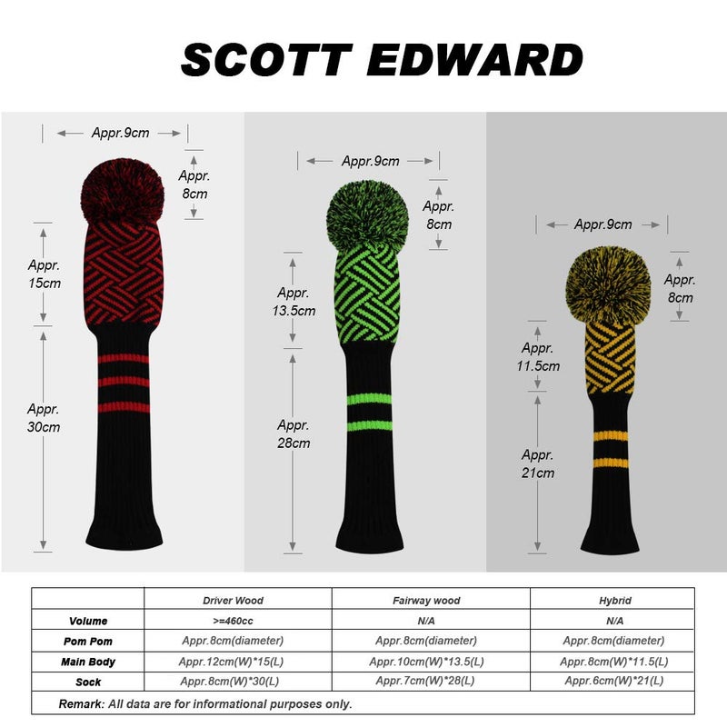 Scott Edward سكوت إدوارد غطاء نادي جولف هجين بوم بوم 1 قطعة مع علامات أرقام دوارة، ناعم، محمول (ضوء مرور أصفر) - Image 3